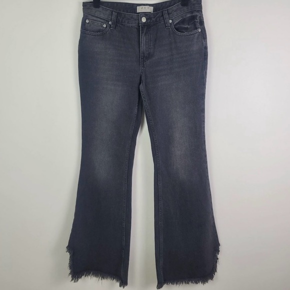 Free People We The Free Vintage Flare Jeans Black Size 28 Mid Rise Raw Hem - Picture 12 of 12